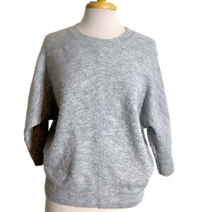 Gap Gray Lightweight Balloon Sweater 3/4 Sleeves Wool Blend Women’s Size XS